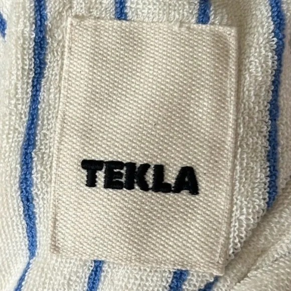 Tekla Striped Organic Cotton Terry Robe, super soft bath robe, NWOT so fluffy! - Picture 3 of 3